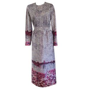 Vintage Late 60's-Early 70's Ricano Label Monet-Style Painting Jersey Knit Dress